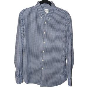 Mens Brooks Brothers 1818 Regent Large Shirt Blue Plaid Button Down